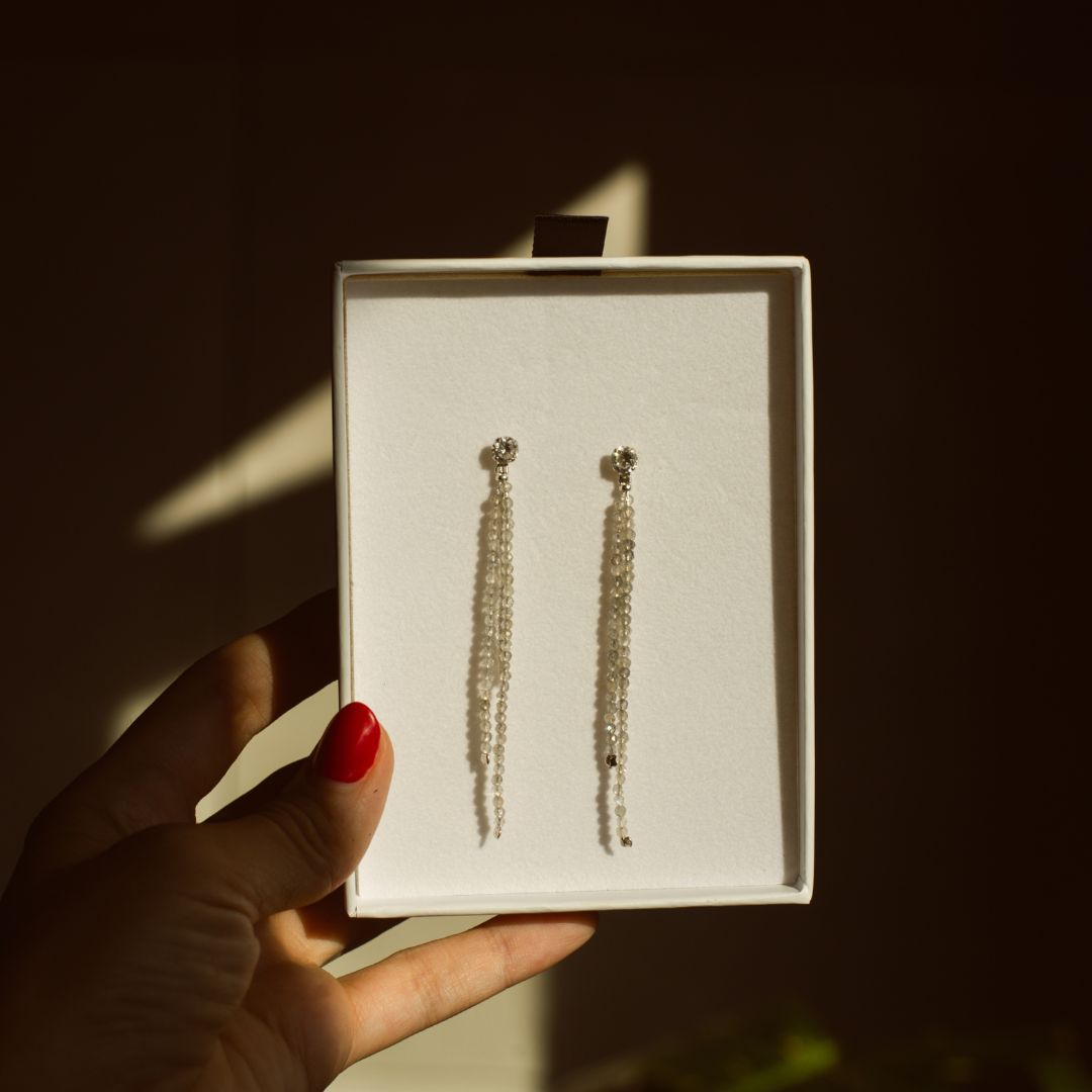 Gemstone Tassel Earring Jacket