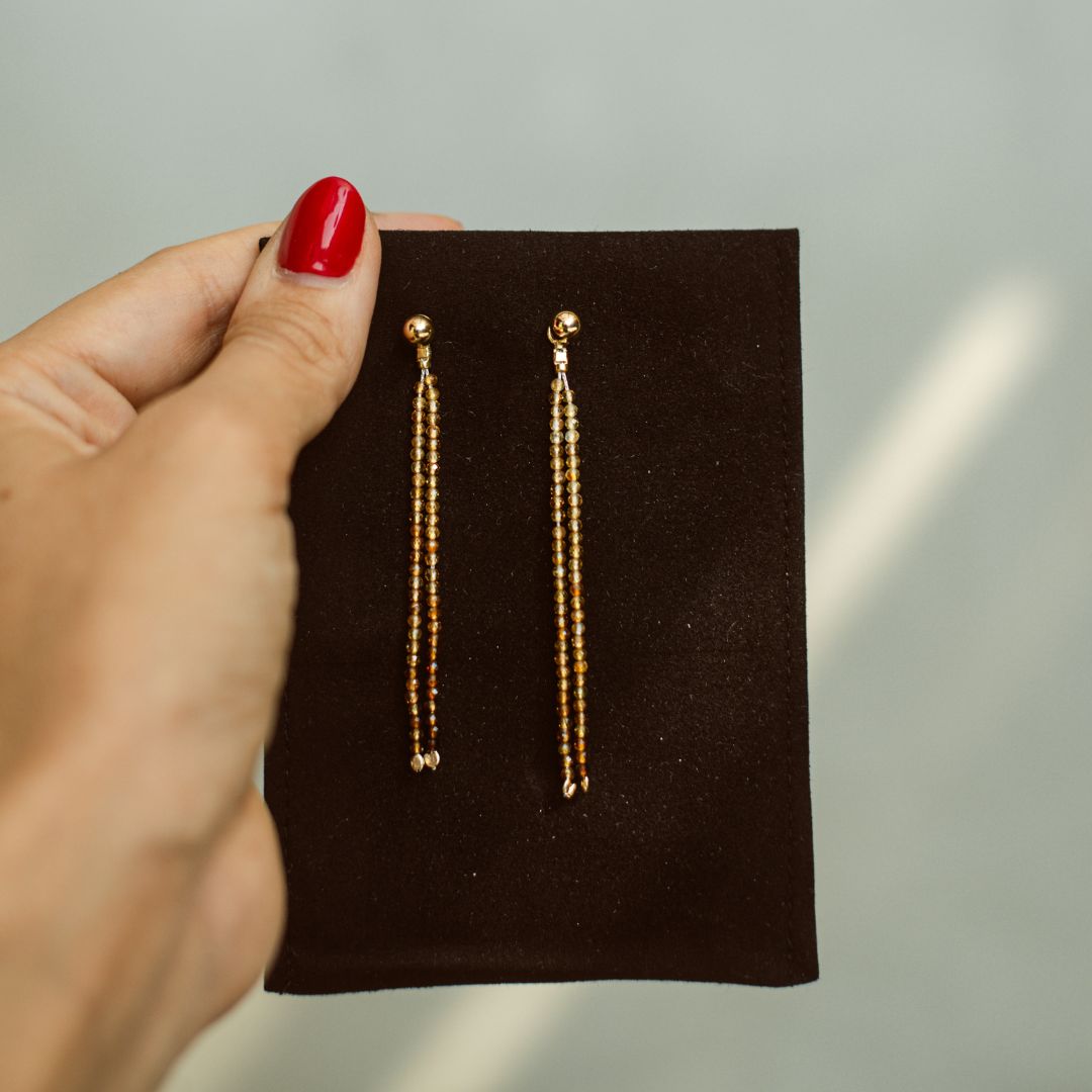 Gemstone Tassel Earring Jacket