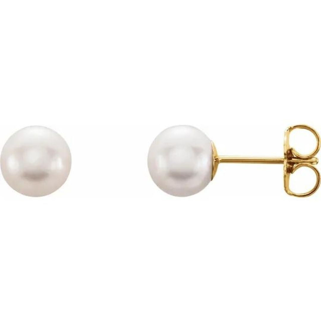 Pearl Stud Earrings (14K Gold)
