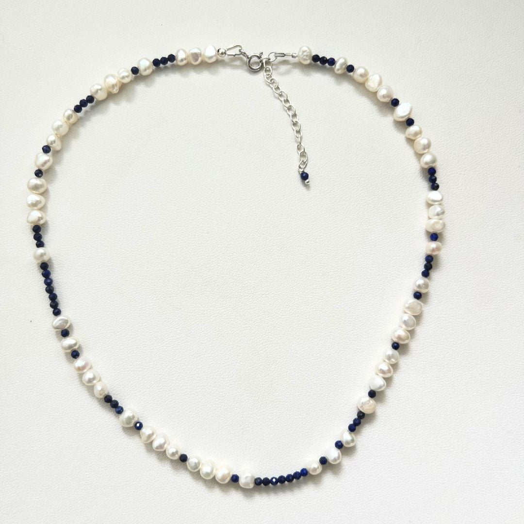 Morse Code Pearl and Gemstone Necklace