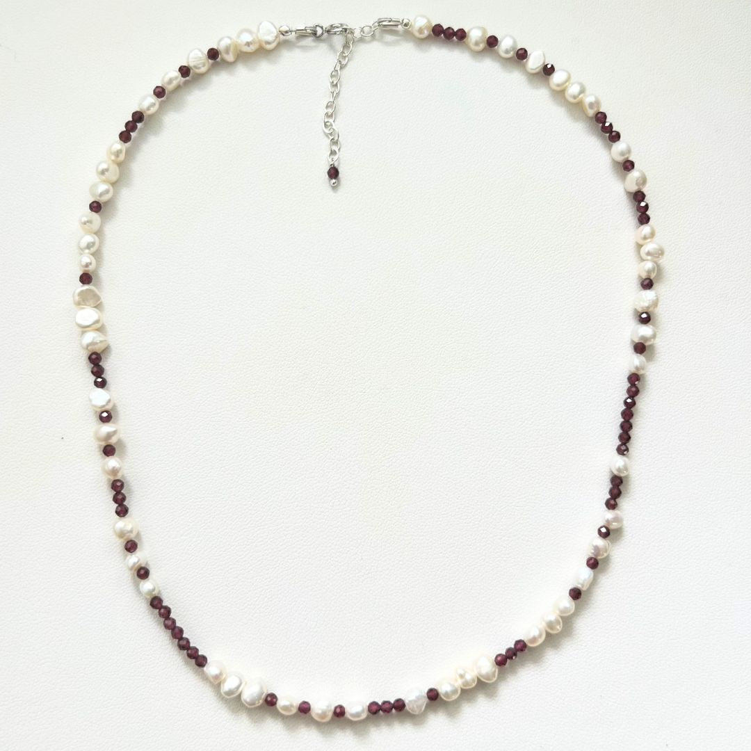 Morse Code Pearl and Gemstone Necklace